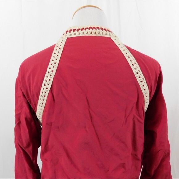 Free People Crochet Inset Baseball Bomber Jacket XS - Picture 9 of 9